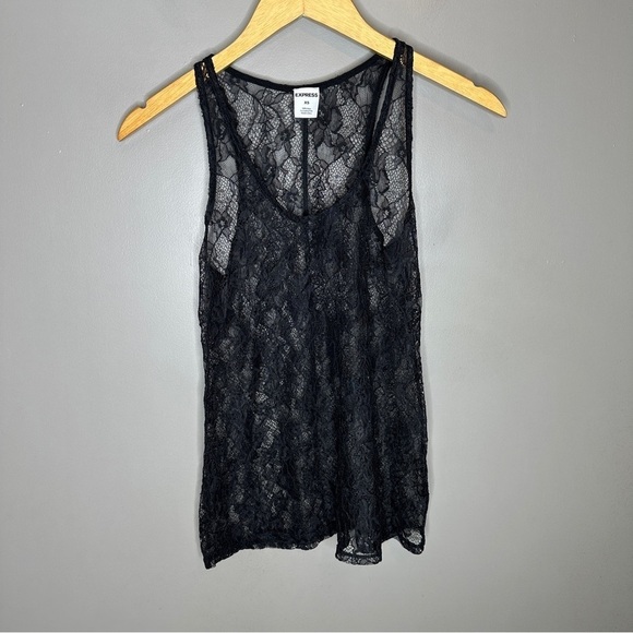 Express Tops - Express floral lace sheer tank top